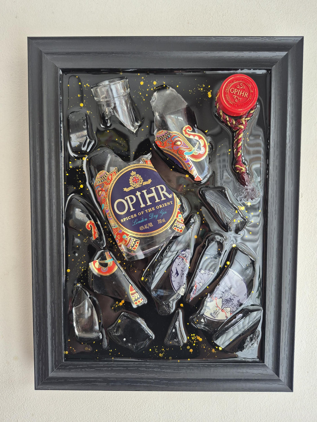 Opihr Gin Smashed Bottle Art