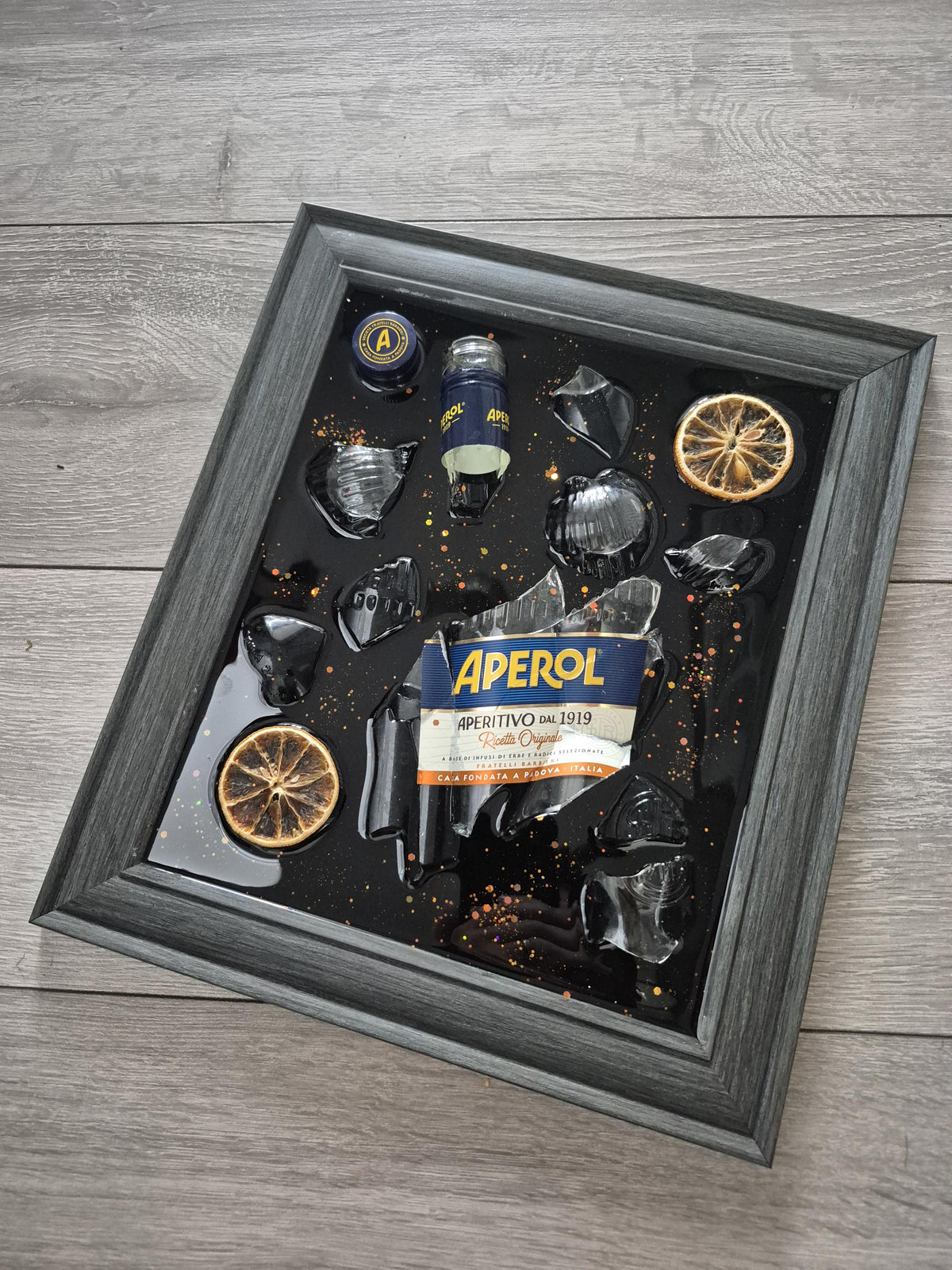 Aperol Smashed Bottle Art