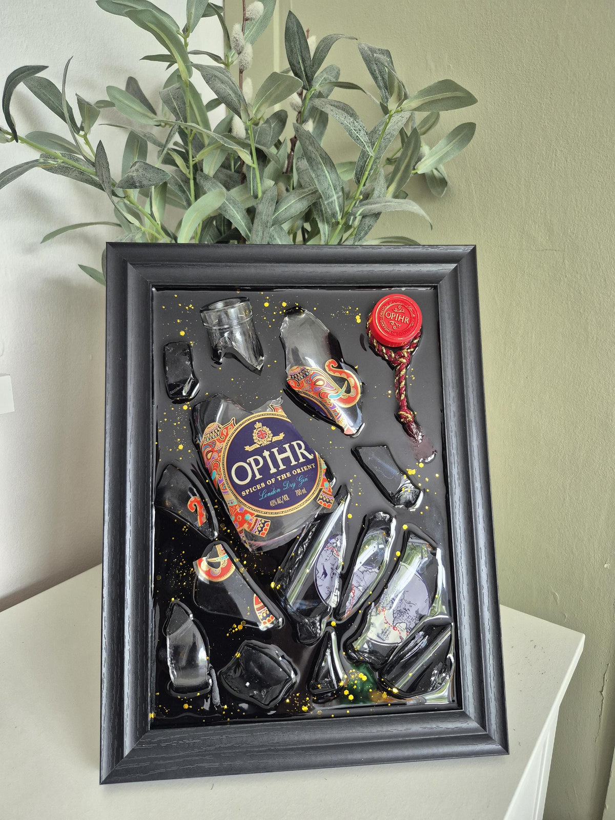 Opihr Gin Smashed Bottle Art