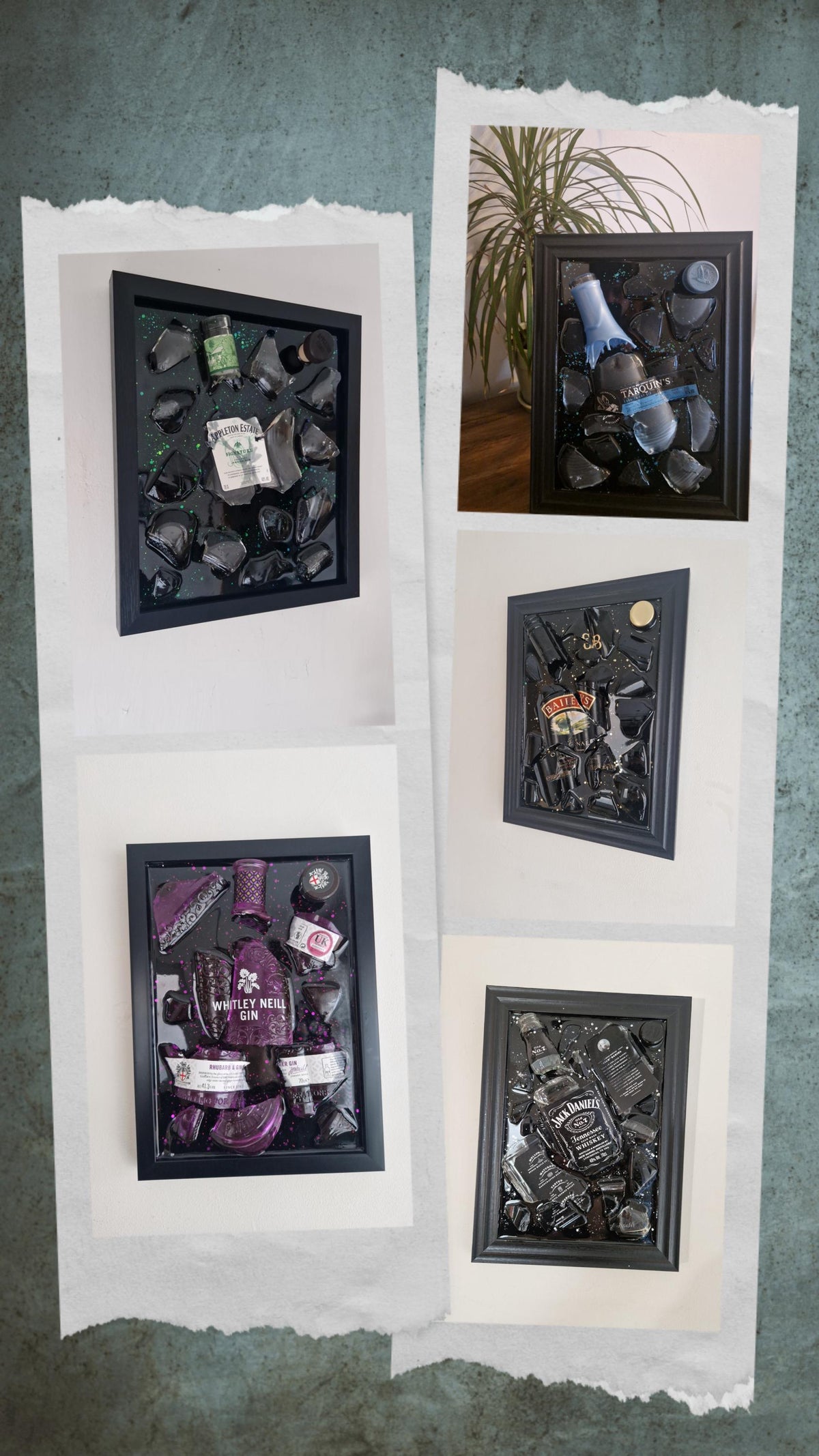 Bespoke Smashed Bottle Art- made to order with a bottle of your choice