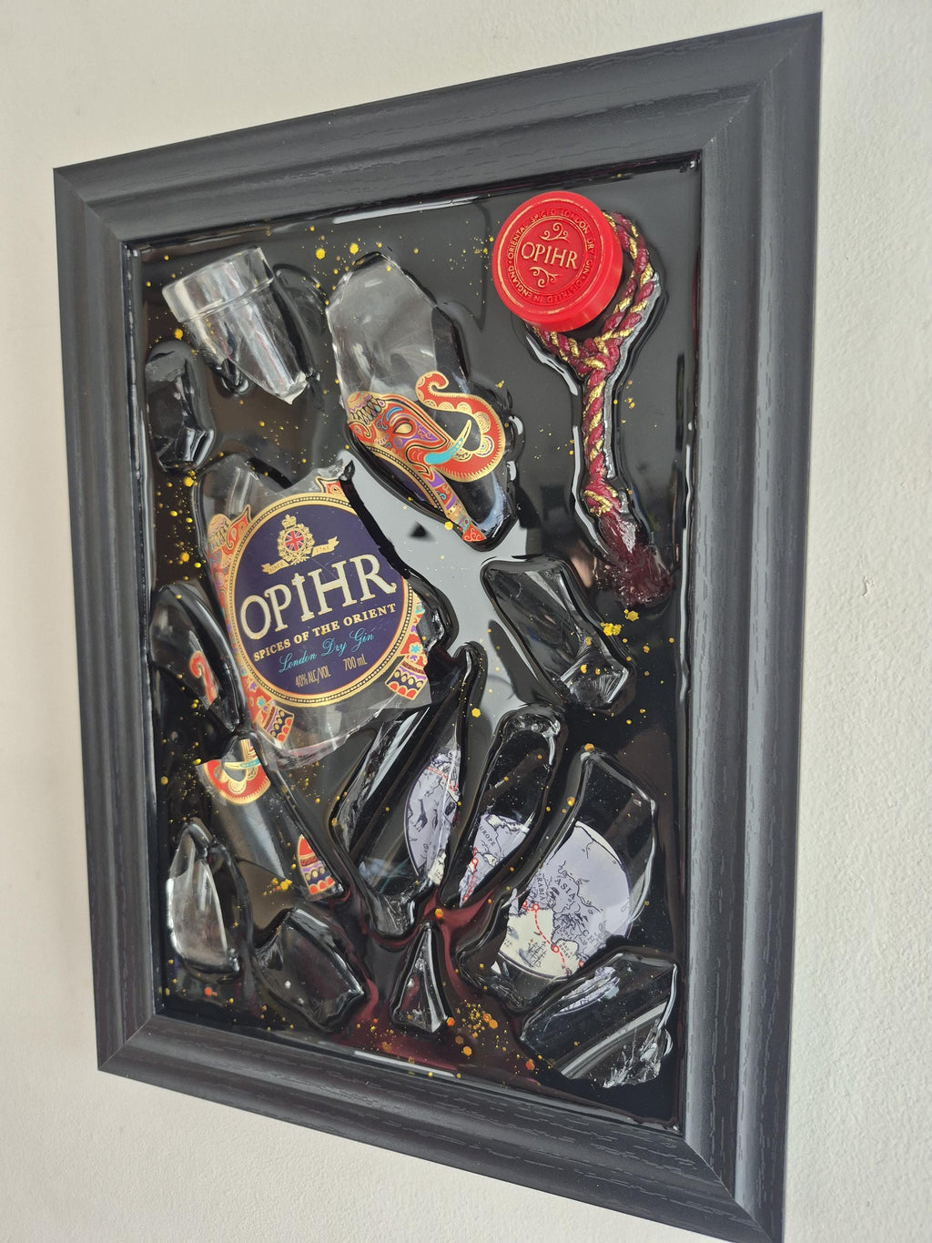Opihr Gin Smashed Bottle Art