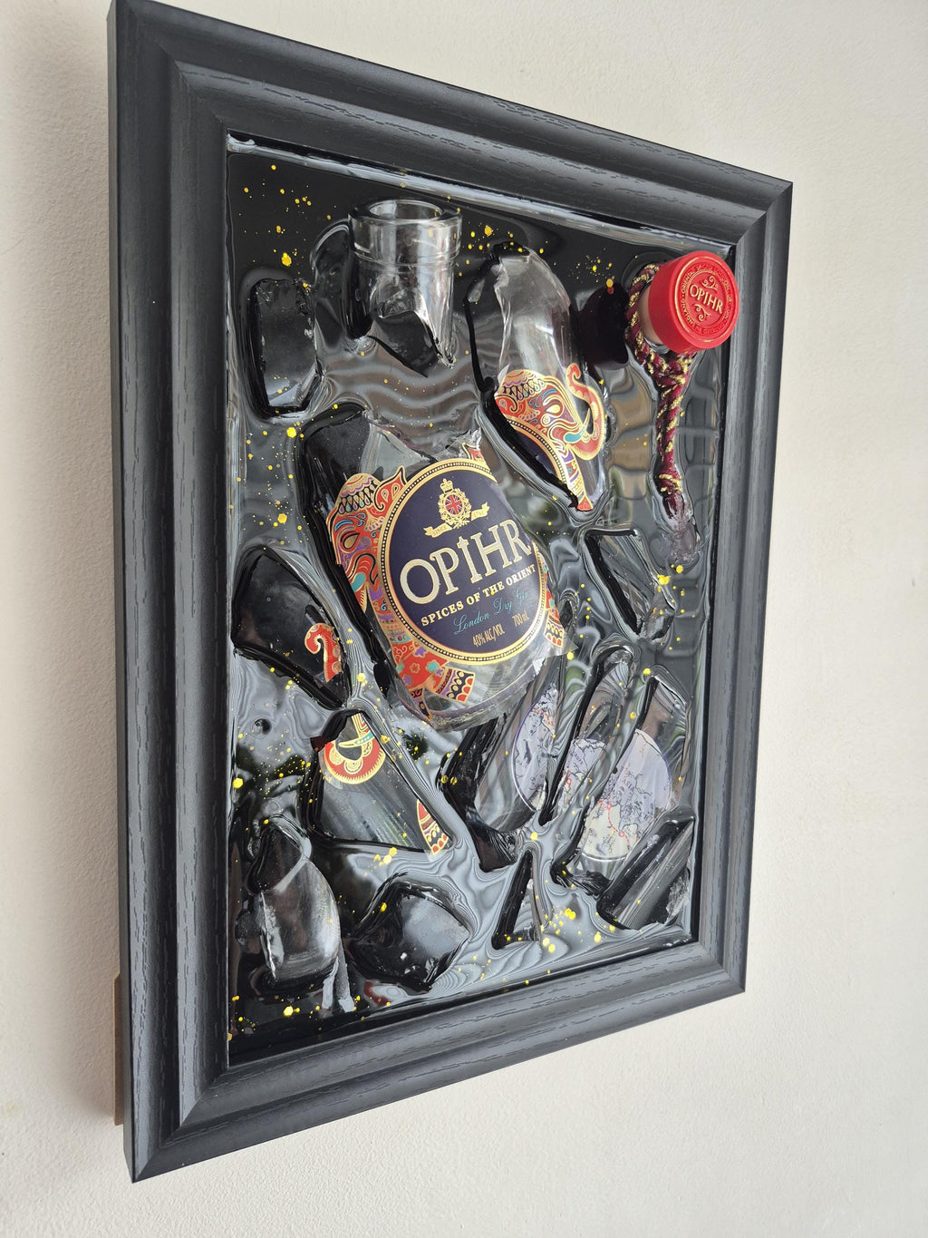 Opihr Gin Smashed Bottle Art